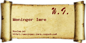 Weninger Imre névjegykártya